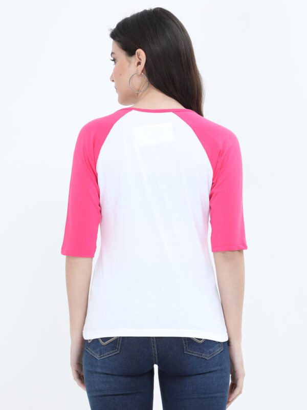 WOMEN’S 100 % COTTON REGLAN SLEEVE GRAPHIC (CR-24) T-SHIRT - Image 5