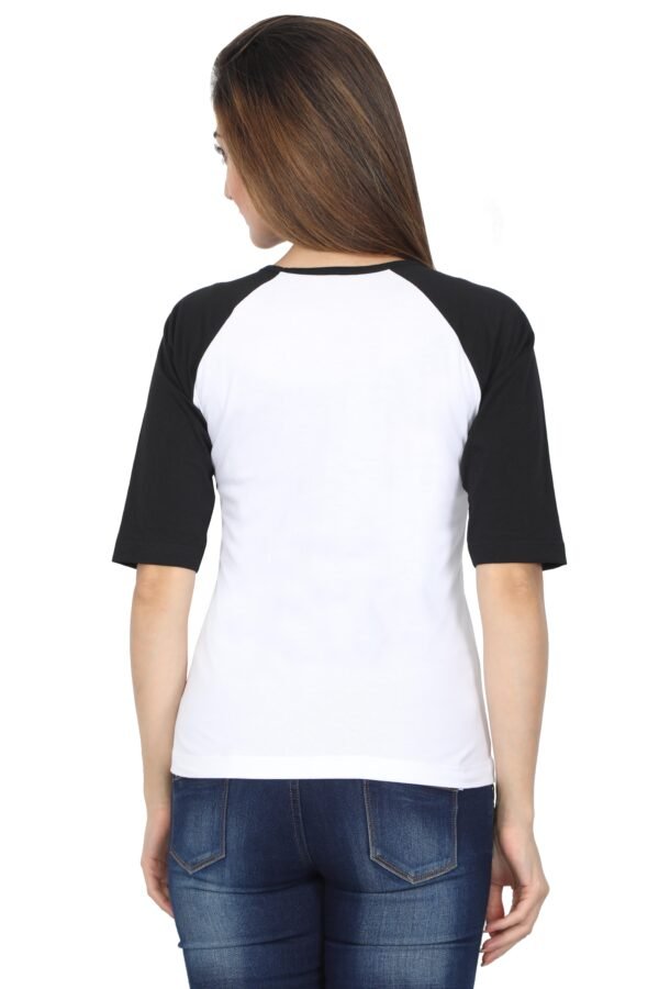 WOMEN’S 100 % COTTON REGLAN SLEEVE GRAPHIC (CR-24) T-SHIRT - Image 3