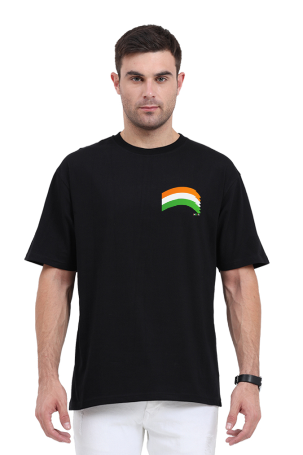 MENS OVERSIZED PURE COTTON TRI-COLOUR GRAPHIC T-SHIRT