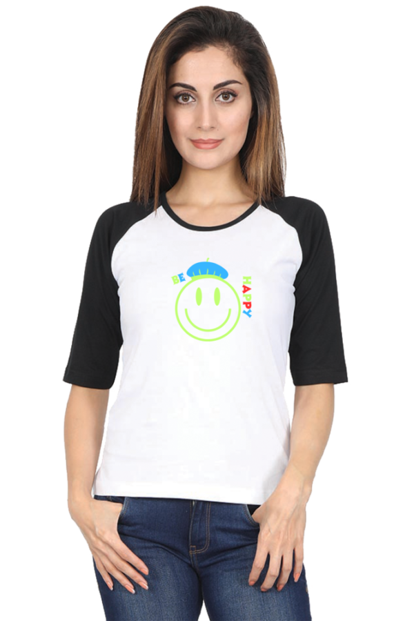 WOMEN’S 100 % COTTON REGLAN SLEEVE GRAPHIC (CR-24) T-SHIRT
