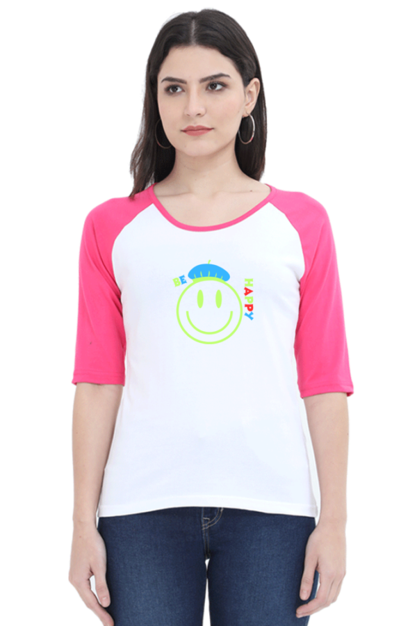 WOMEN’S 100 % COTTON REGLAN SLEEVE GRAPHIC (CR-24) T-SHIRT - Image 4