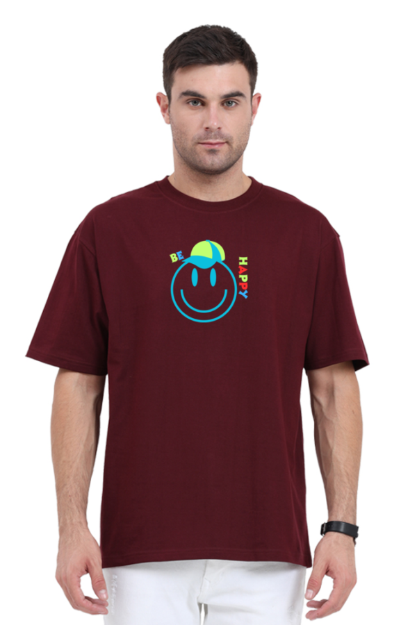 MENS OVERSIZED PURE COTTON BIO WASHED SMILEY GRAPHIC T-SHIRT - Image 6