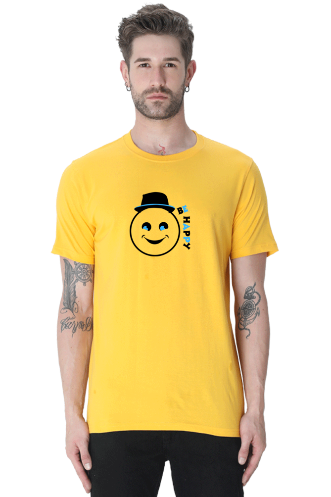 MENS PURE COTTON BIO WASHED SMILEY GRAPHIC T-SHIRT - Image 4