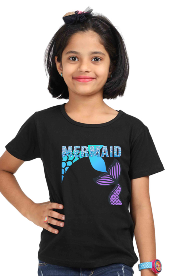 GIRLS 100 % COTTON BIO-WASHED MERMAID GRAPHIC (CR) T-SHIRT